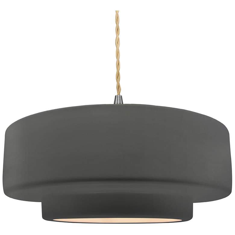 Image 1 Radiance 16.25"W Grey Frame Nickel Large Tier Beige Twisted Pendant