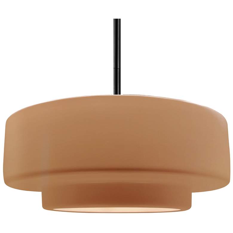 Image 1 Radiance 16.25"W Large Tier Matte Black Rigid Stem Pendant w/ Adobe Sh