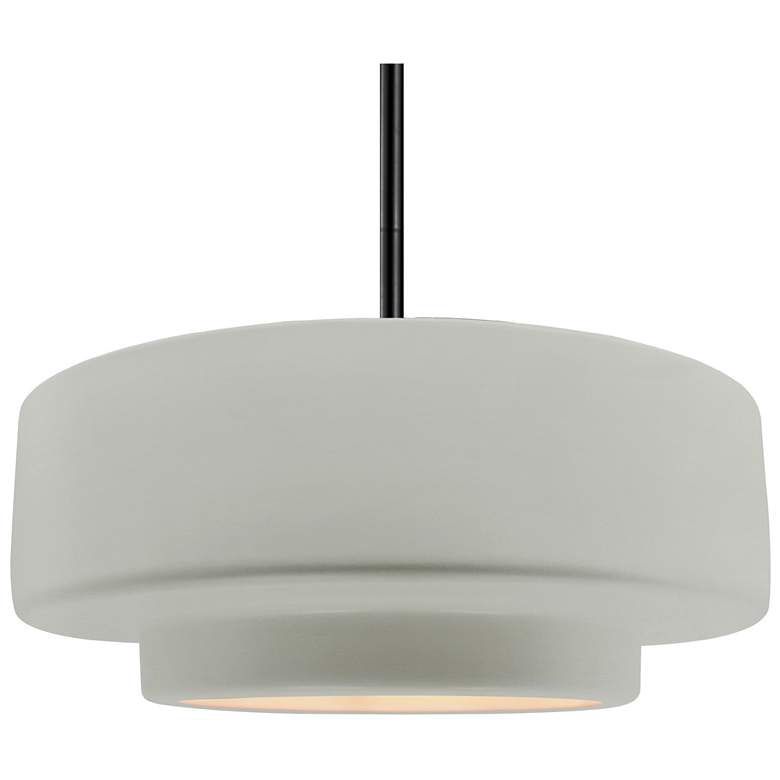Image 1 Radiance 16.25"W Large Tier Matte Black Rigid Stem Pendant w/ Bisque S