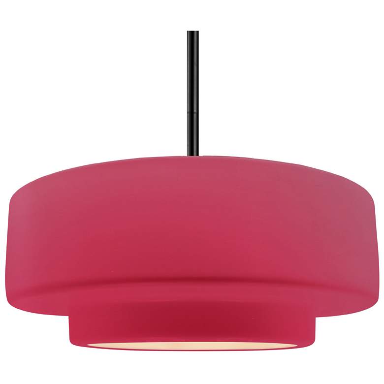 Image 1 Radiance 16.25"W Large Tier Matte Black Rigid Stem Pendant w/ Cerise S