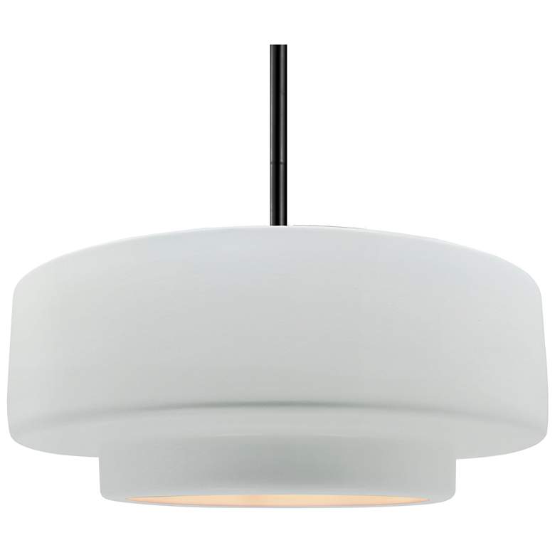Image 1 Radiance 16.25"W Large Tier Matte Black Rigid Stem Pendant w/ White Sh