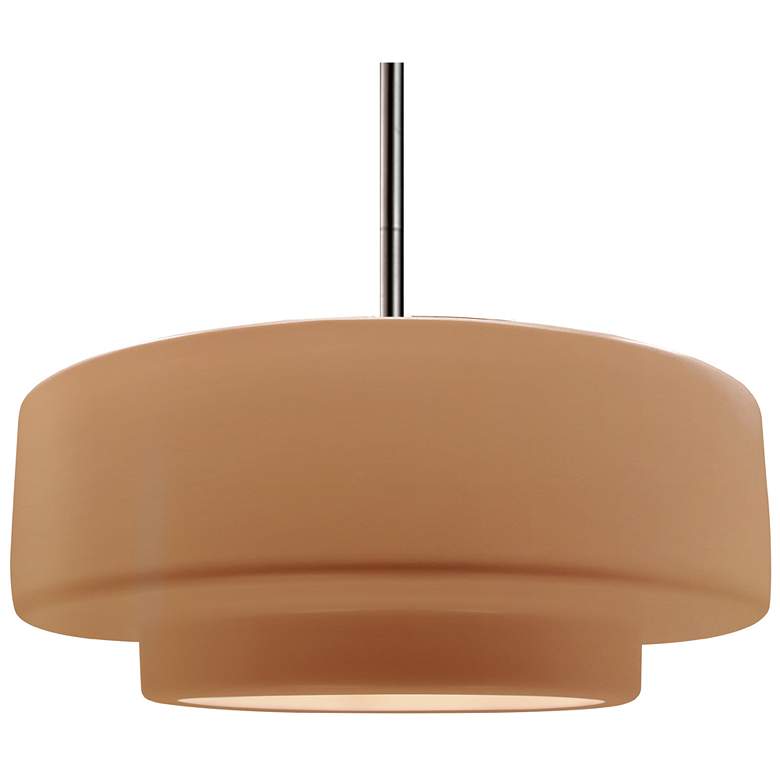 Image 1 Radiance 16.25"W Large Tier Nickel Rigid Stem Pendant w/ Adobe Shade