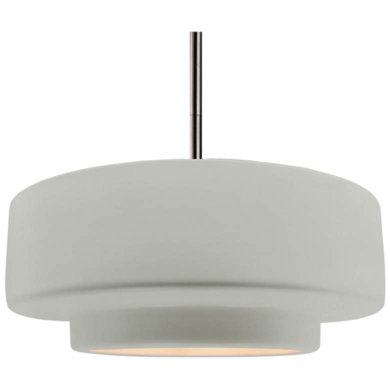 Image 1 Radiance 16.25"W Large Tier Nickel Rigid Stem Pendant w/ Bisque Shade