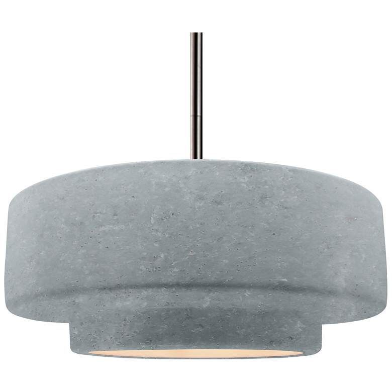 Image 1 Radiance 16.25"W Large Tier Nickel Rigid Stem Pendant w/ Concrete Shad