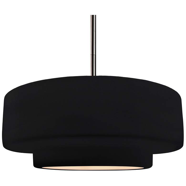 Image 1 Radiance 16.25"W Large Tier Nickel Rigid Stem Pendant w/ Gloss Black S