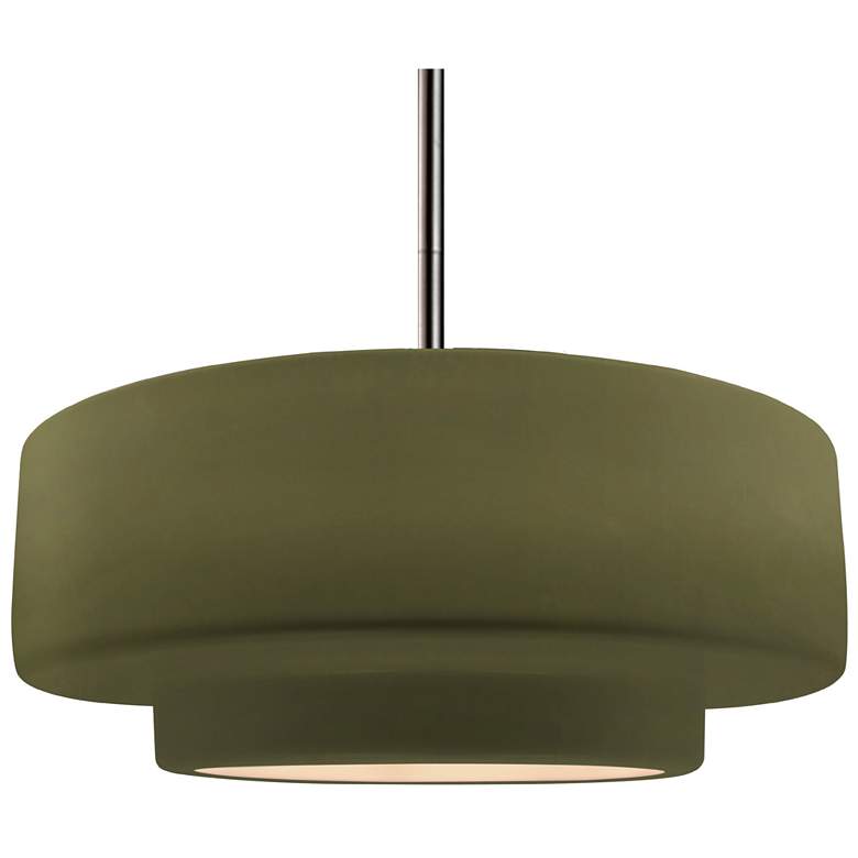 Image 1 Radiance 16.25"W Large Tier Nickel Rigid Stem Pendant w/ Matte Green S