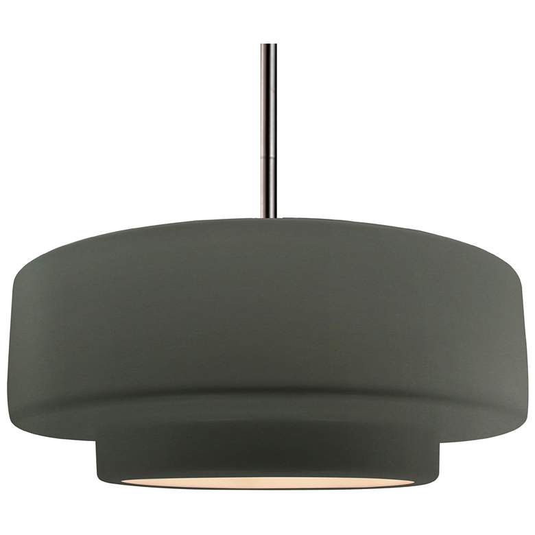 Image 1 Radiance 16.25"W Large Tier Nickel Rigid Stem Pendant w/ Pewter Green