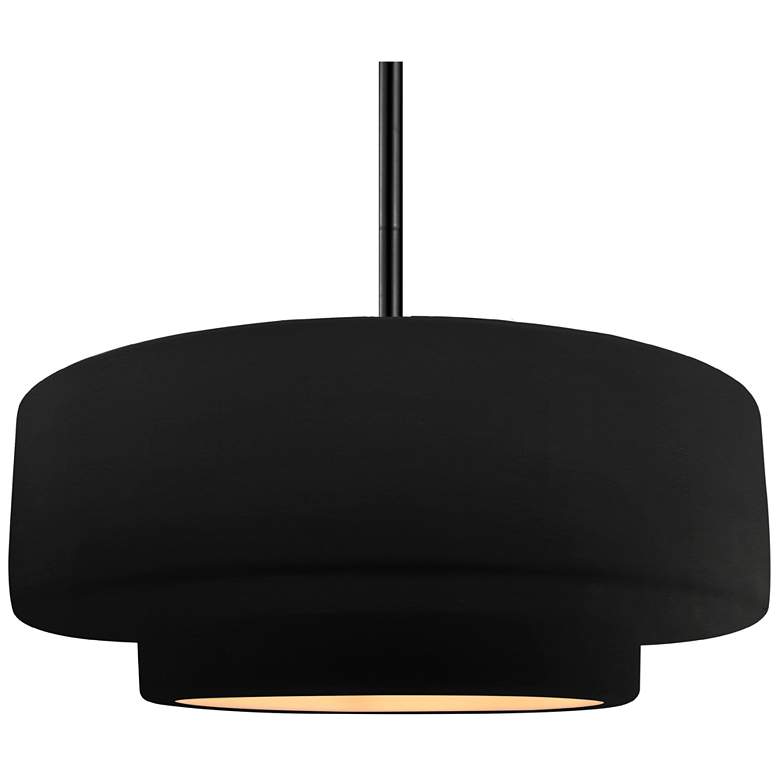 Image 1 Radiance 16.25"W Tier Black Rigid Stem Pendant w/ Black And Gold Shade