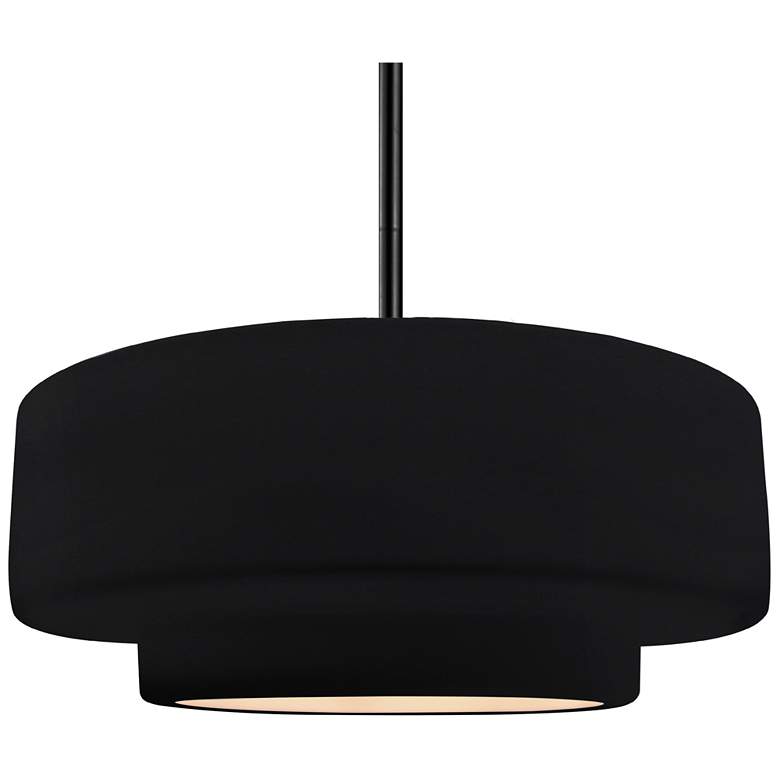 Image 1 Radiance 16.25"W Tier Black Rigid Stem Pendant w/ Black And White Shad