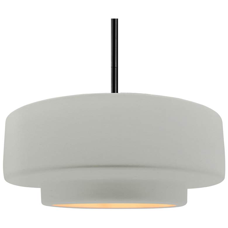 Image 1 Radiance 16.25"W Tier Black Rigid Stem Pendant w/ White And Gold Shade