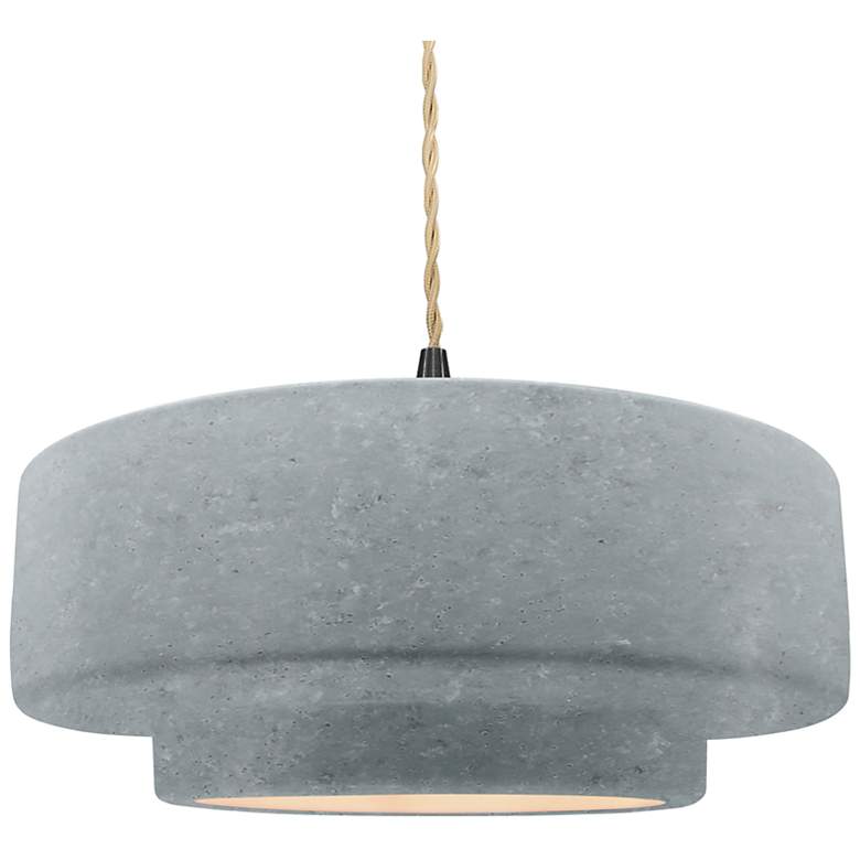 Image 1 Radiance 16.25"W Tier Matte Black Beige Cord Pendant w/ Concrete Shade