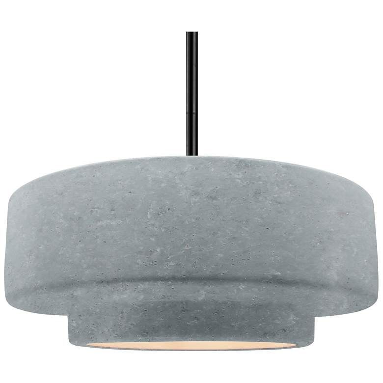 Image 1 Radiance 16.25"W Tier Matte Black Rigid Stem Pendant w/ Concrete Shade