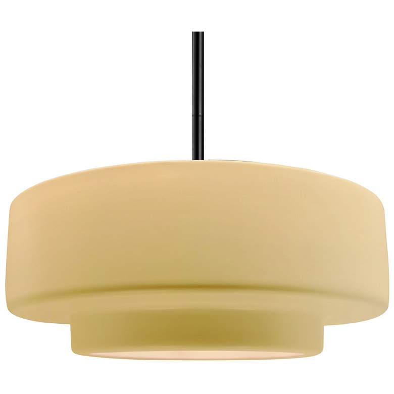 Image 1 Radiance 16.25"W Tier Matte Black Rigid Stem Pendant w/ Muted Yellow S