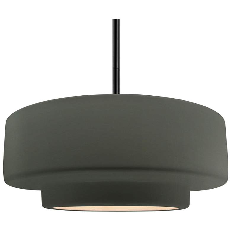 Image 1 Radiance 16.25"W Tier Matte Black Rigid Stem Pendant w/ Pewter Green S