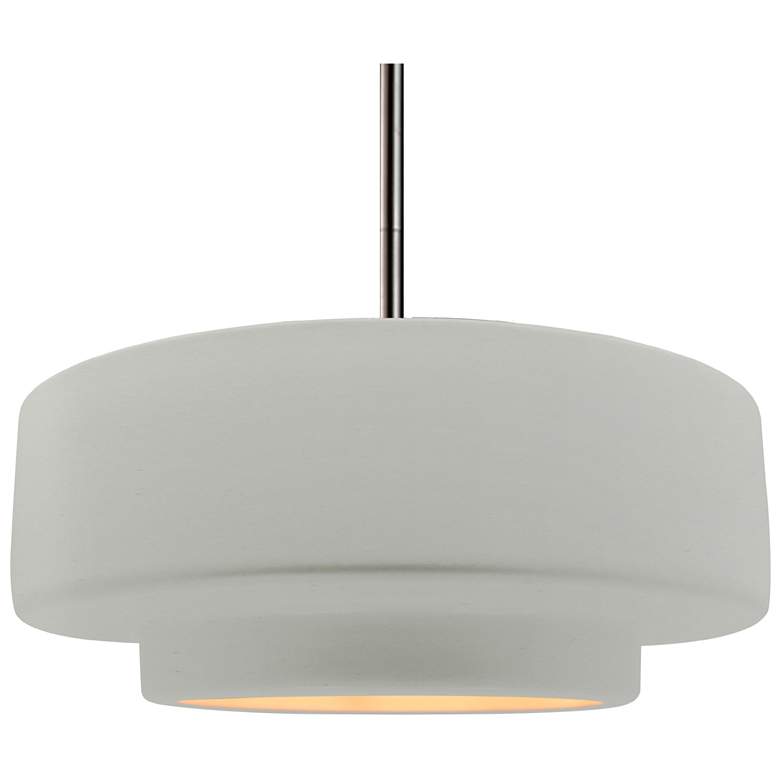 Image 1 Radiance 16.25"W Tier Nickel Rigid Stem Pendant w/ White And Gold Shad