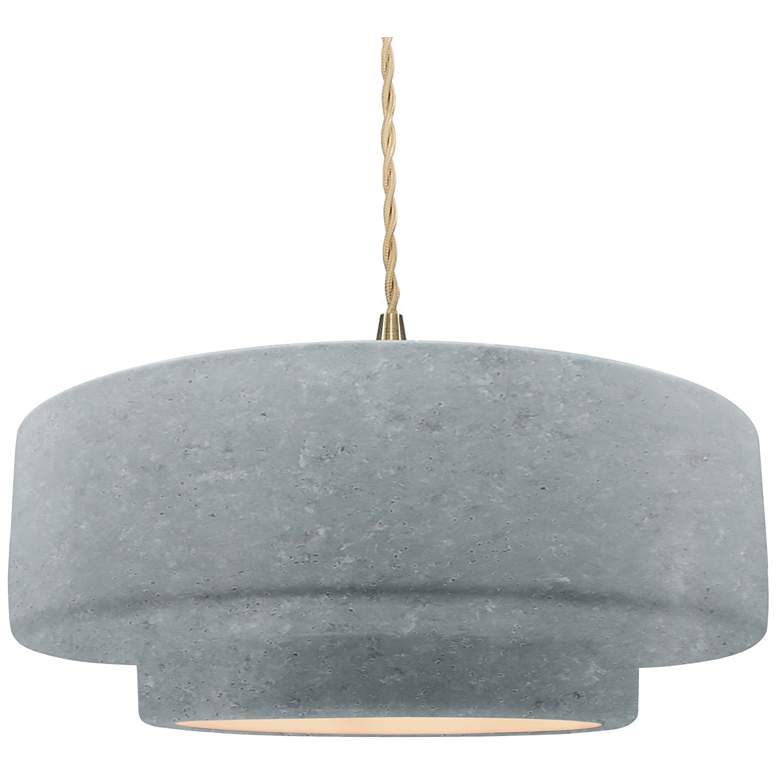 Image 1 Radiance 16.25"W Tier Polished Brass Beige Cord Pendant w/ Concrete Sh