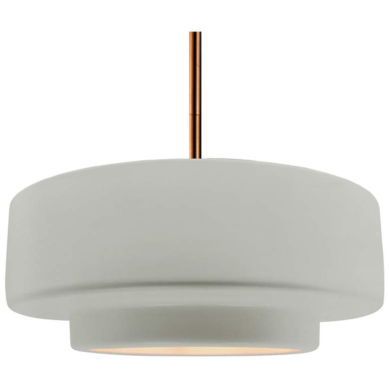 Image 1 Radiance 16.25"W Tier Polished Brass Rigid Stem Pendant w/ Bisque Shad