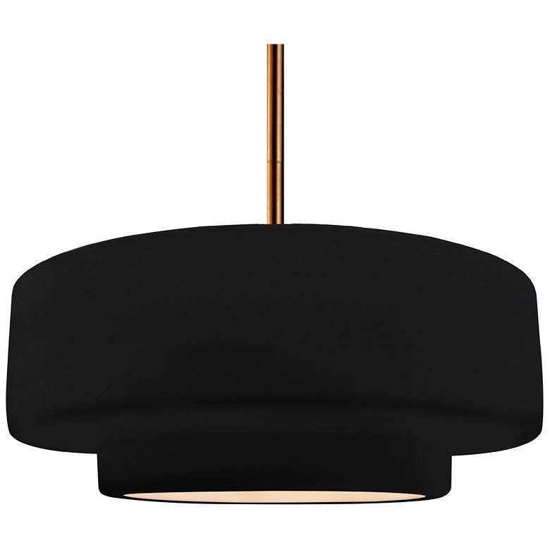 Image 1 Radiance 16.25"W Tier Polished Brass Rigid Stem Pendant w/ Black Shade