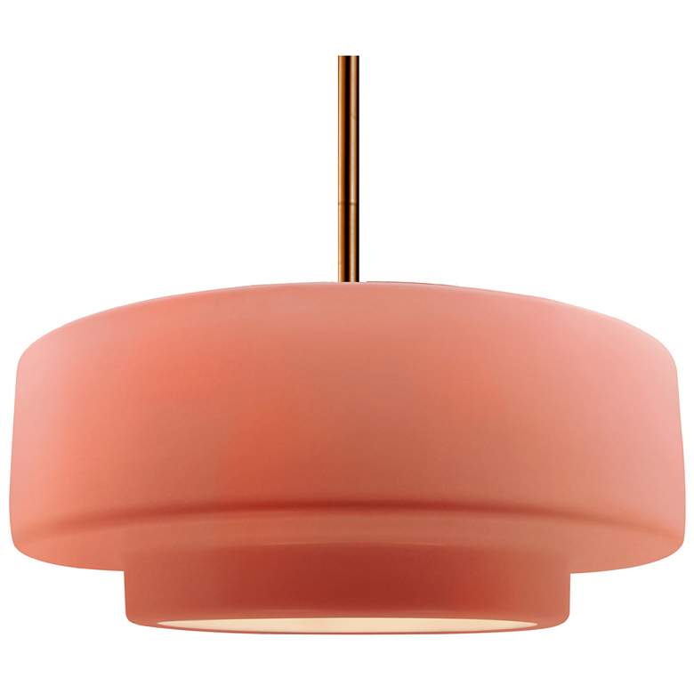 Image 1 Radiance 16.25"W Tier Polished Brass Rigid Stem Pendant w/ Blush Shade
