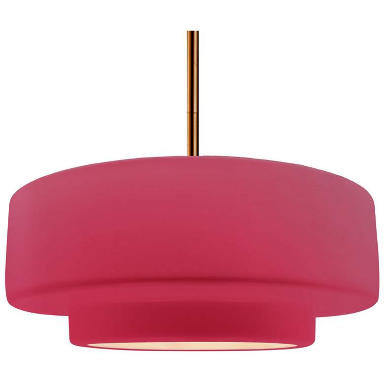 Image 1 Radiance 16.25"W Tier Polished Brass Rigid Stem Pendant w/ Cerise Shad