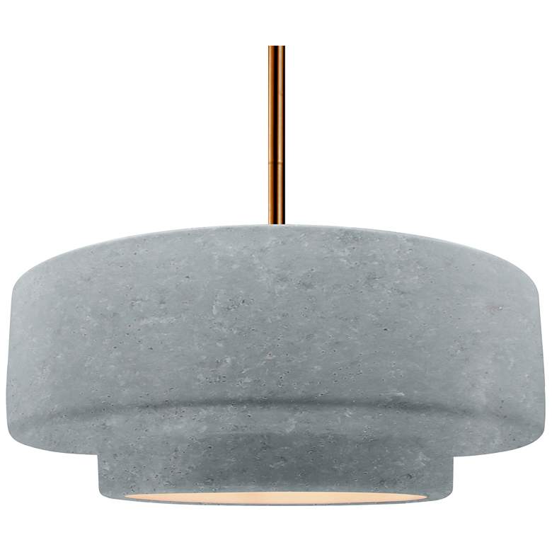 Image 1 Radiance 16.25"W Tier Polished Brass Rigid Stem Pendant w/ Concrete Sh