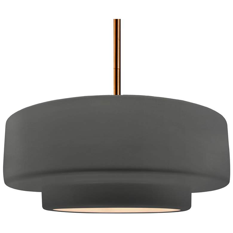 Image 1 Radiance 16.25"W Tier Polished Brass Rigid Stem Pendant w/ Gloss Grey
