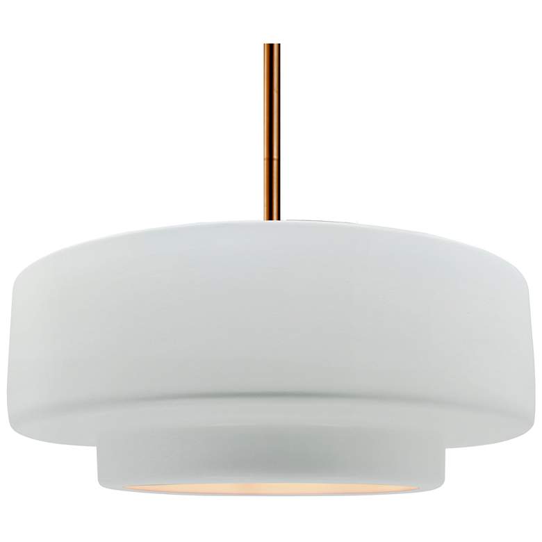 Image 1 Radiance 16.25"W Tier Polished Brass Rigid Stem Pendant w/ White Shade