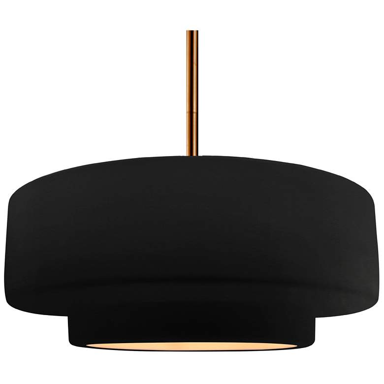 Image 1 Radiance 16.25"W Tier Polished Brass Stem Pendant w/ Black And Gold Sh