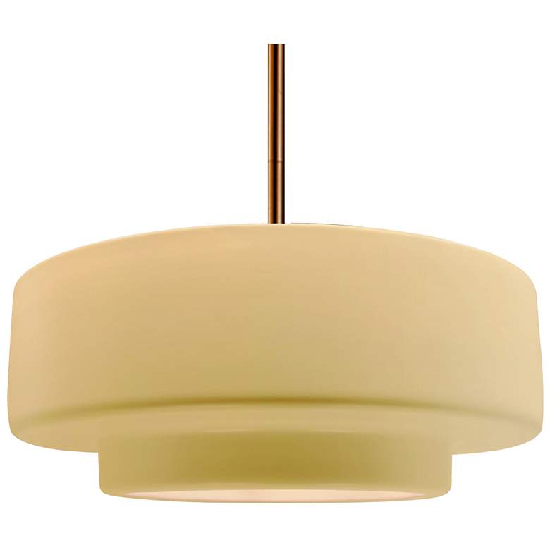Image 1 Radiance 16.25"W Tier Polished Brass Stem Pendant w/ Muted Yellow Shad