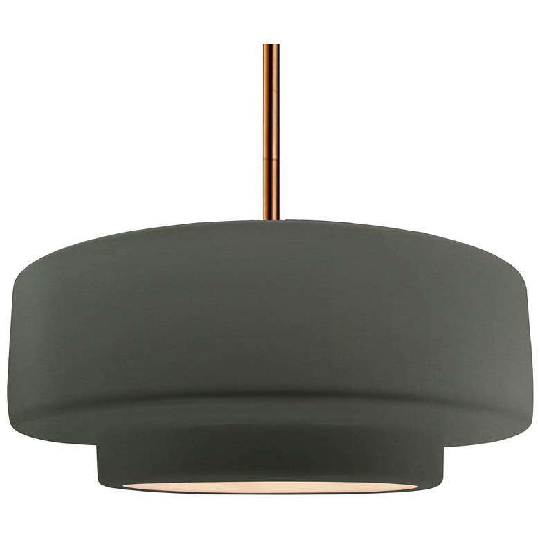 Image 1 Radiance 16.25"W Tier Polished Brass Stem Pendant w/ Pewter Green Shad