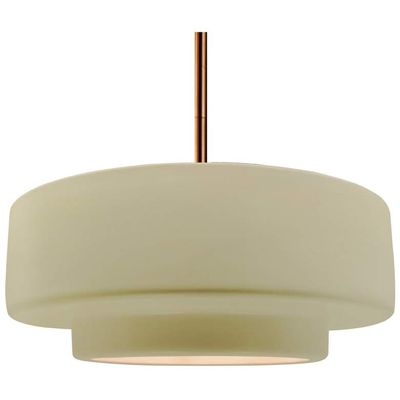 Image 1 Radiance 16.25"W Tier Polished Brass Stem Pendant w/ Vanilla Gloss Sha