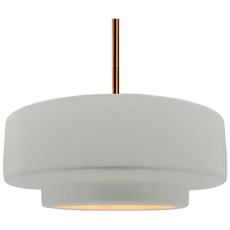 Image 1 Radiance 16.25"W Tier Polished Brass Stem Pendant w/ White And Gold Sh
