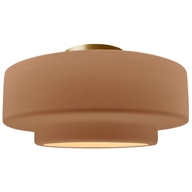 Image 1 Radiance 16.5"W Adobe Frame Brushed Brass Metal Large Tier LED Semi.Fl