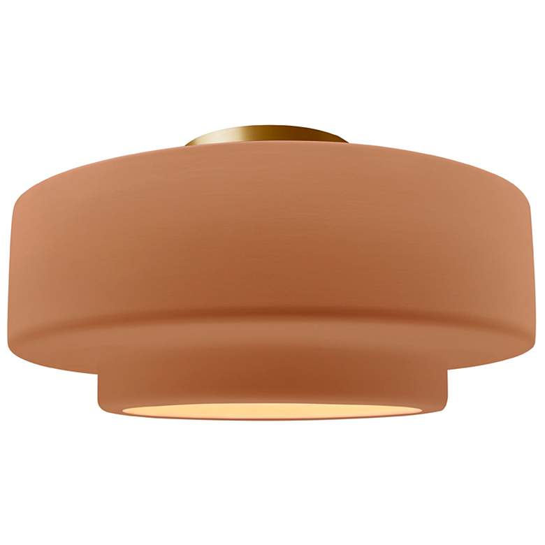 Image 1 Radiance 16.5"W Adobe Frame Brushed Brass Metal Large Tier Semi.Flush