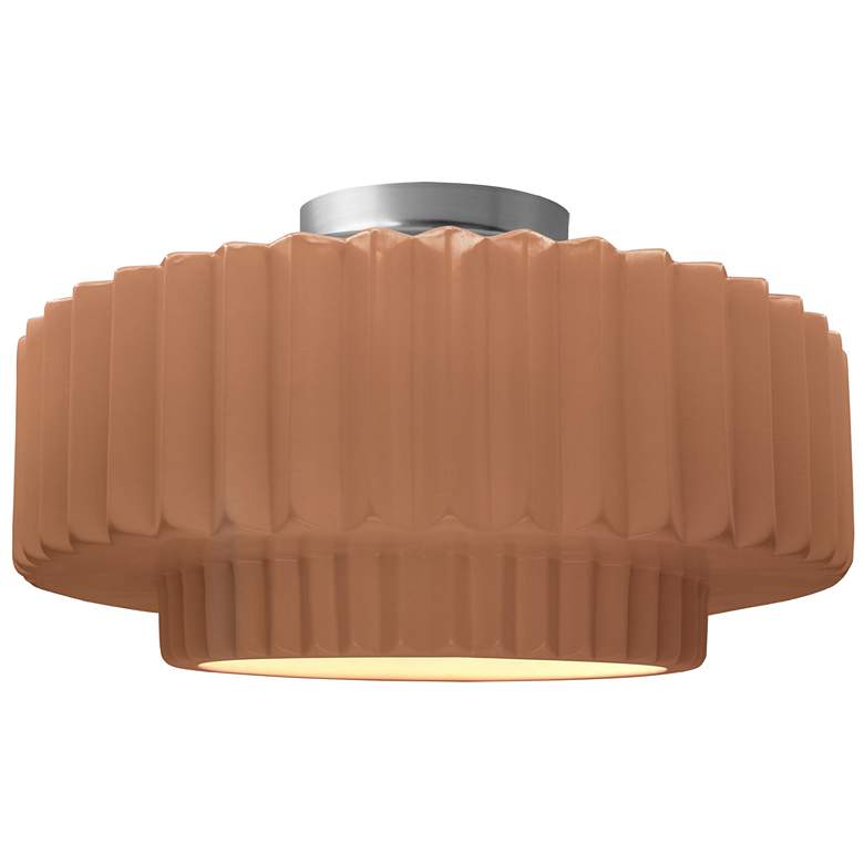 Image 1 Radiance 16.5"W Adobe Frame Brushed Nickel Large Tier Pleated Semi.Flu