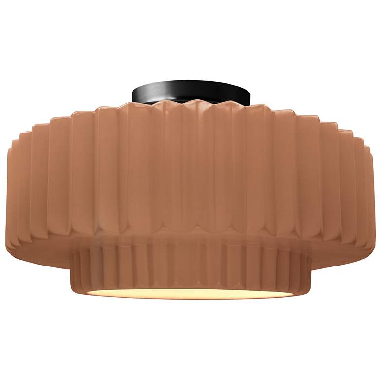 Image 1 Radiance 16.5"W Adobe Frame Matte Black Large Tier Pleated LED Semi.Fl