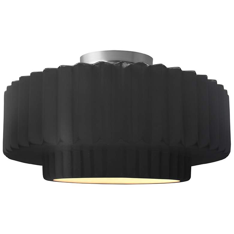 Image 1 Radiance 16.5"W Carbon Frame Nickel Large Tier Pleated LED Semi.Flush