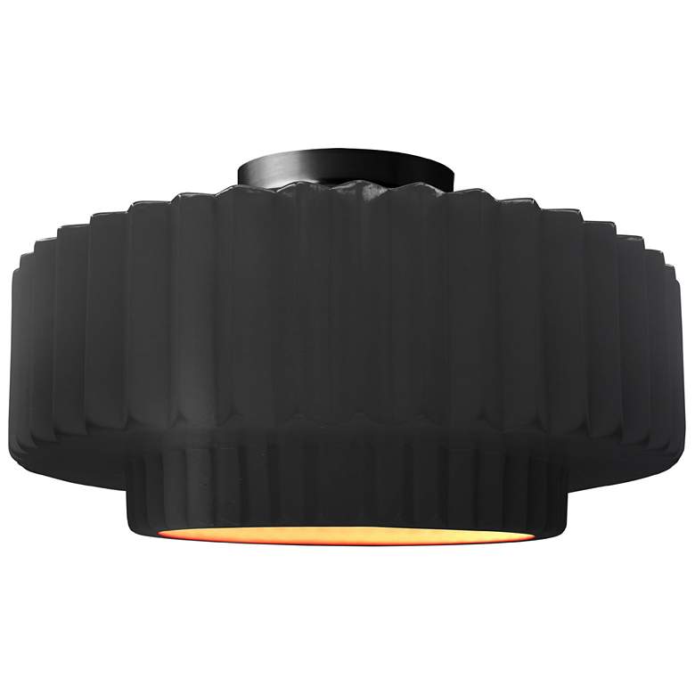 Image 1 Radiance 16.5"W Carbon/Gold Frame Matte Black Large Tier Pleated Semi.