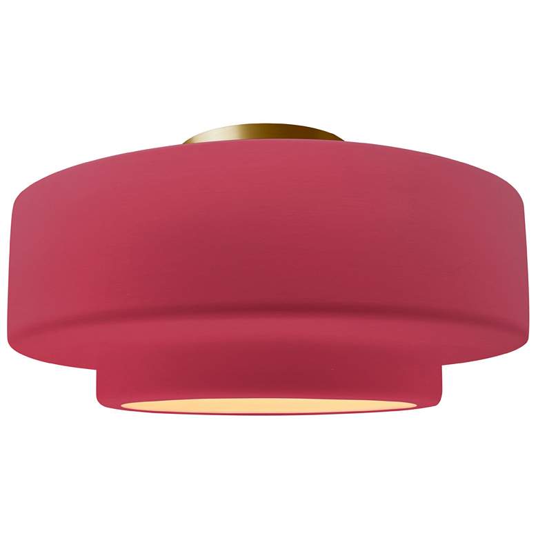 Image 1 Radiance 16.5"W Cerise Frame Brushed Brass Metal Large Tier Semi.Flush