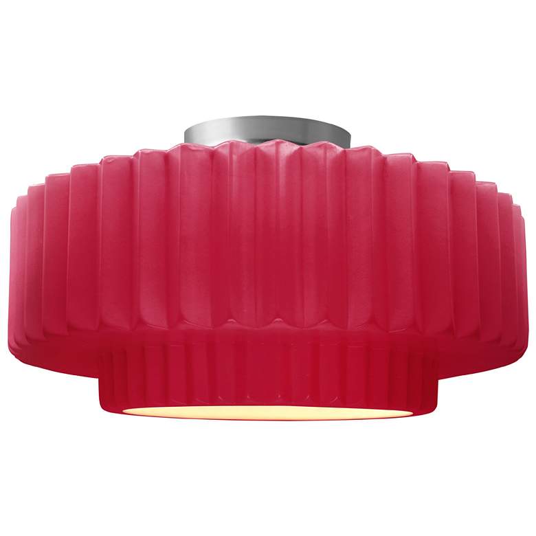 Image 1 Radiance 16.5"W Cerise Frame Brushed Nickel Large Tier Pleated Semi.Fl