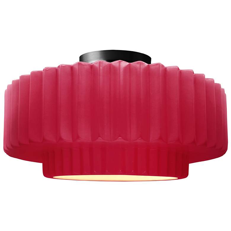 Image 1 Radiance 16.5"W Cerise Frame Matte Black Large Tier Pleated LED Semi.F