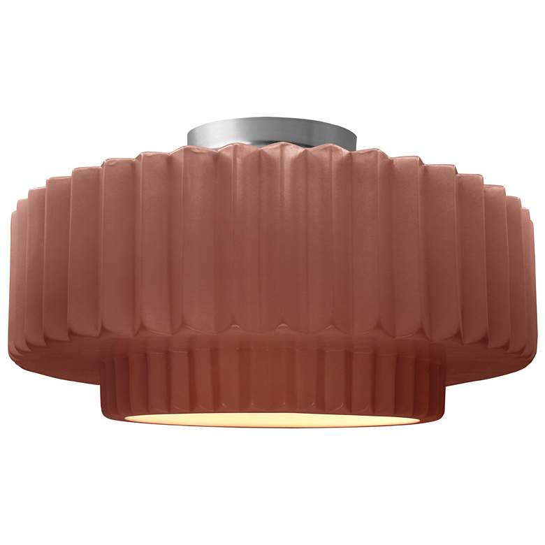 Image 1 Radiance 16.5"W Clay Frame Brushed Nickel Large Tier Pleated Semi.Flus