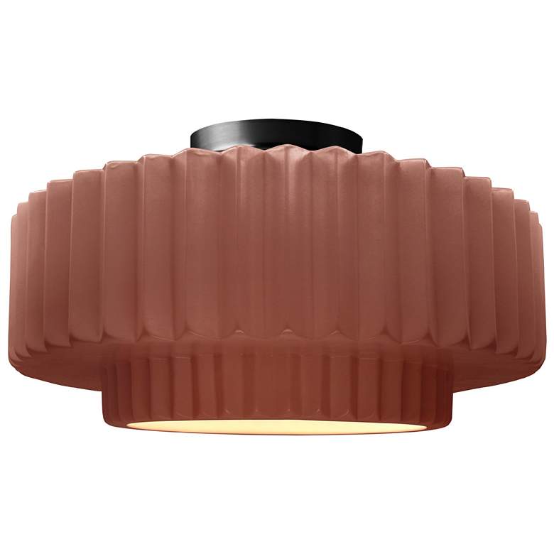 Image 1 Radiance 16.5"W Clay Frame Matte Black Metal Large Tier Pleated Semi.F