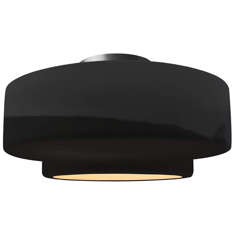 Image 1 Radiance 16.5"W Gloss Black/White Frame Nickel Large Tier Semi.Flush