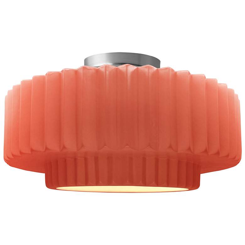 Image 1 Radiance 16.5"W Gloss Blush Frame Nickel Large Tier Pleated Semi.Flush
