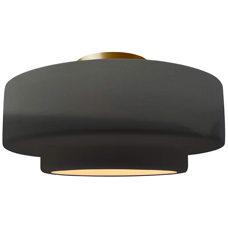 Image 1 Radiance 16.5"W Gloss Grey Frame Brushed Brass Metal Large Tier Semi.F