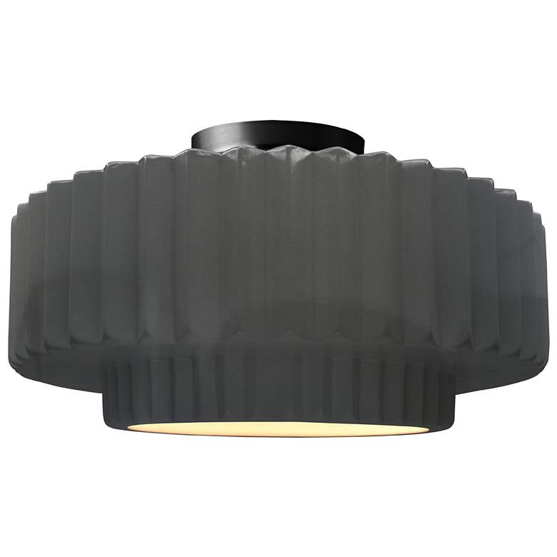 Image 1 Radiance 16.5"W Gloss Grey Frame Matte Black Large Tier Pleated Semi.F
