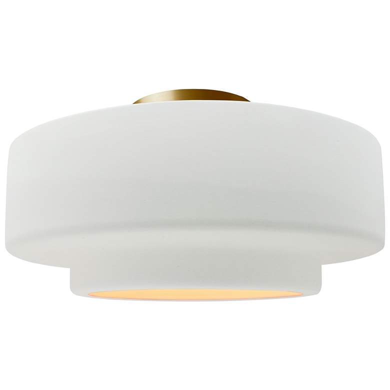 Image 1 Radiance 16.5"W Gloss White Frame Brushed Brass Large Tier LED Semi.Fl