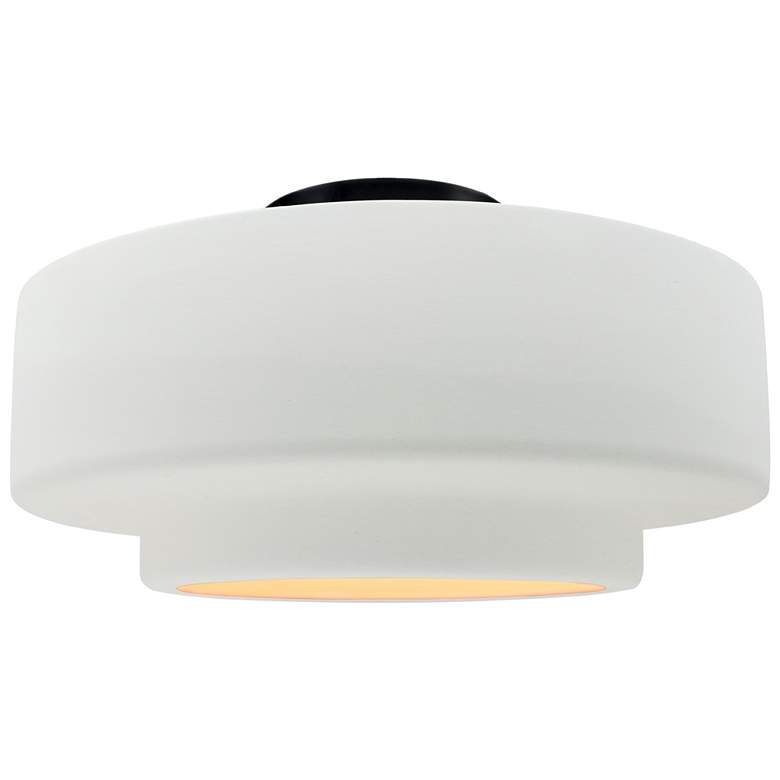Image 1 Radiance 16.5"W Gloss White Frame Matte Black Large Tier LED Semi.Flus