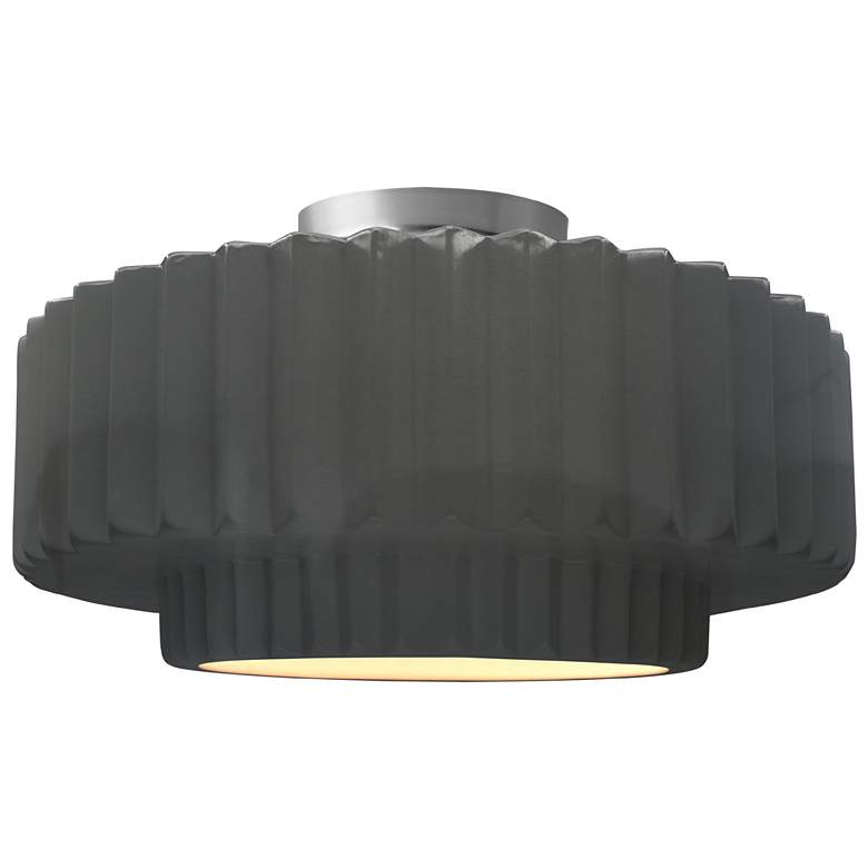 Image 1 Radiance 16.5"W Grey Frame Nickel Large Tier Pleated Semi.Flush